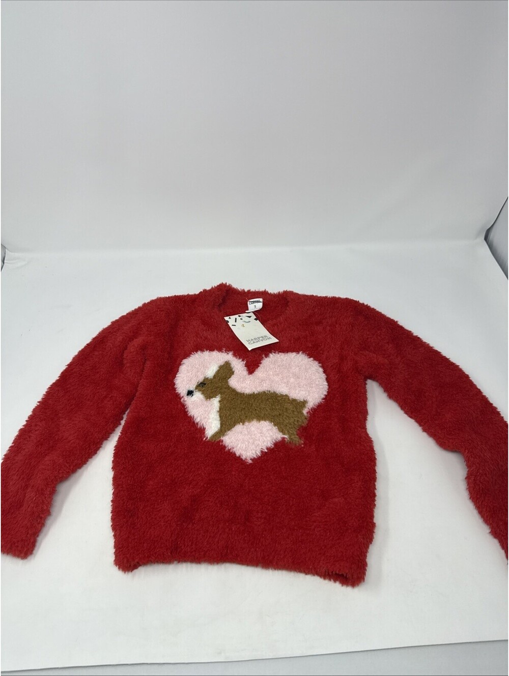 Harper Canyon Fuzzy Reindeer Love Sweater Size 3 New